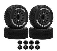 Chanjorlin Lot de 4 pneus de camion RC à courte distance 1/10 1/8 OD 112 mm et roues hexagonales 12 mm 14 mm 17 mm pour camion tout-terrain échelle 1:8 1:10 Traxxas Slash 2WD 4 × 4 Axial Losi Redcat