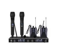 Channel Party Church Microphone Sans Fil UHF 2 Bodypack Avec Casque Et Cravate 2 Émetteurs Portables