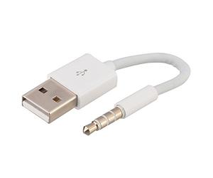 ChannelExpert Blanc 3.5mm USB Data Donnee Sync Cable Cordon pour Apple iPod Gen3/4/5 Shuffle