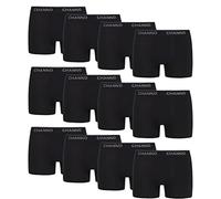 Channo Boxers en Coton de Base ajustés de Couleur Unie ou avec Motifs Originaux. Confortable et Doux - Lot de 12, Noir, XL