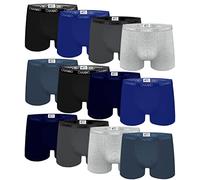 Channo Boxers en Coton de Base ajustés de Couleur Unie ou avec Motifs Originaux. Confortable et Doux - Lot de 12, Multicolore A, XL
