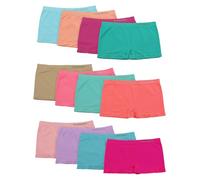 Channo Boxers Fille Shorty Culotte sans Couture en Microfibre Ultra-Douce, Lot Multicolore de 12