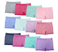 Channo Boxers Fille Shorty Culotte sans Couture en Microfibre Ultra-Douce, Lot Multicolore de 12