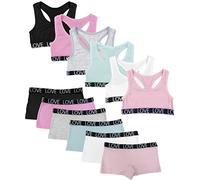 Channo Set Fille Coton Intime : Top sans armure bretelles larges slip culotte pack de 3 pièces 10 à 12 ans Couleur Lisse