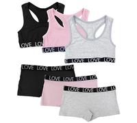Channo Set Fille Coton Intime : Top sans armure bretelles larges slip culotte pack de 3 pièces 8 à 12 ans Couleur Fort