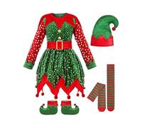 Chanpning Déguisement Noel Enfant Lutin Déguisement D'elfe Pour Filles Et Garçons Costume Lutin Enfant Ensemble De Bonnets Et De Chaussettes Costume De Noël Pour Fête Et Carnaval
