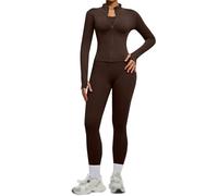 Chanpning Ensemble de survêtement 2 pièces pour femme - Veste à manches longues et fermeture éclair - Leggings taille haute - Ensemble d'entraînement - Survêtement de Fitness Femme Yoga Sport