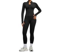 Chanpning Ensemble de survêtement 2 pièces pour femme - Veste à manches longues et fermeture éclair - Leggings taille haute - Ensemble d'entraînement - Survêtement de Fitness Femme Yoga Sport
