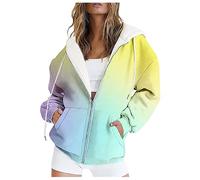 Chanpning Hoodie Femme Zippé Décontracté Pullover Manche Longue Surdimensionné Automne Printemps Sweatshirt Fermeture Éclair Veste Tie Dye avec Poche Vintage Hoodie Oversize Pas Cher Blousons