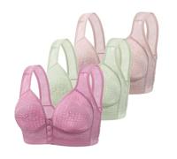 Chanpning Lot de 3 Soutien Gorge Femme sans Armature Ouverture Devant sans Couture Soutien-Gorge Push Up Sport Brassiere Dentelle Bra Confortable Soutien Gorge pour Quotidien Fitness Yoga