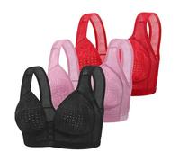 Chanpning Lot de 3 Soutien Gorge Femme sans Armature Ouverture Devant sans Couture Soutien-Gorge Push Up Sport Brassiere Dentelle Bra Confortable Soutien Gorge pour Quotidien Fitness Yoga