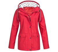 Chanpning Manteau De Pluie Femme Léger Blouson Avec Poche Zippé Vêtements Couleur Unie Veste Imperméable À Capuche Décontracté Manteau Mi Saison Coupe-Vent D'extérieur Trench-Coat Randonnée Outdoor