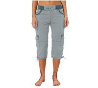 Chanpning Pantacourt Femme Été Leicht Pantalons 3/4 Cargo Occasionnel Pantalon Corsaire Ceinture Élastique Capri RandonnéE avec Plusieurs Poches