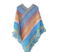 Chanpning Poncho Femme Chic Et Elegant Rétro Imprimé Tricot Pull Manteau Gilet Large Long Pancho Ethnique Style Capuche Chaud Grand Polaire Cape Veste Foulard Ponchos Echarpe Automne Hiver