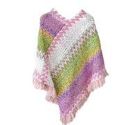 Chanpning Poncho Femme Chic Et Elegant Rétro Imprimé Tricot Pull Manteau Gilet Large Long Pancho Ethnique Style Capuche Chaud Grand Polaire Cape Veste Foulard Ponchos Echarpe Automne Hiver