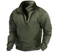 Chanpning Pull Col Camionneur Homme Sweatshirt en Micro Fleece Polaire À Manches Longues Chaud Maillot De Chasse Survêtement Et Boutons Sweat Pull-Over Automne Hiver