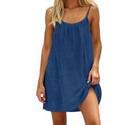 Chanpning Robe Caraco Dos Nu sans Manches pour Femme, Robe à Bretelles Spaghetti, Robe d'été Courte, légère, Fluide et Parfaite pour Les Vacances à la Plage