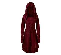 Chanpning Robe Medievale Femme,Costumes Renaissance Capuche avec Lacets Vintage Hoodie Gothique Robes Medievale,Carnaval Fête Princesse Halloween Costume
