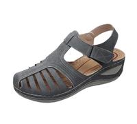 Chanpning Sandales Et Nu-Pieds Femme Ete Mode Sandal Orthopédique Anti-Dérapant Chaussure Avec Boucle Compensées Bout Fermé Chaussures De Plage Plateforme Respirantes Léger Sandales De Marche