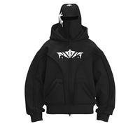 Chanpning Sweats à Capuche Homme Zippé Pull Grande Taille Balaclava Cagoule Veste Polaire Hiver Mode Y2K Zip Hoodie Veste mi Saison Chaud Masque Sweat Coupe Vent Moto Vélo Blouson Manteau