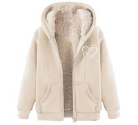 Chanpning Sweats Femme Polaire Sweat à Capuche Veste avec Zippée Couleur Unie Hiver Garder au Chaud Épaisse Sherpa Manches Longues Manteaux Poche Zippée Blouson Thermique Casual Travail Sport Sweat