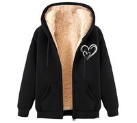 Chanpning Sweats Femme Polaire Sweat à Capuche Veste avec Zippée Couleur Unie Hiver Garder au Chaud Épaisse Sherpa Manches Longues Manteaux Poche Zippée Blouson Thermique Casual Travail Sport Sweat