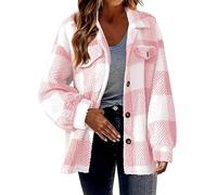 Chanpning Veste Chemise Polaire Femme Chemisier En Flanelle Carreaux Surchemise Manches Longues Automne Hiver Blouse Manteau Polaire Chaude Oversized Décontracté Chemise Mode Bûcheron Veste