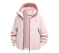 Chanpning Veste Femme De Pluie Imperméable Grande Taille Veste Avec Poche Léger Vêtements Couleur Unie Manteau Mi Saison À Capuche Décontracté Blouson Trench-Coat Sport Coupe-Vent Camping D'extérieur
