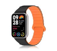 CHANRASI Deux Tons Bracelets Compatible avec Xiaomi Redmi Watch 4 /Xiaomi Mi Band 8 Pro pour Femme Homme, Sport Silicone Bracelet Magnétique pour Redmi Watch 4 /Xiaomi Mi Band 8 Pro negro naranja