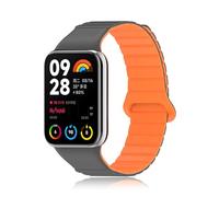 CHANRASI Deux Tons Bracelets Compatible avec Xiaomi Redmi Watch 4 /Xiaomi Mi Band 8 Pro pour Femme Homme, Sport Silicone Bracelet Magnétique pour Redmi Watch 4 /Xiaomi Mi Band 8 Pro gris naranja