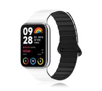 CHANRASI Deux Tons Bracelets Compatible avec Xiaomi Redmi Watch 4 /Xiaomi Mi Band 8 Pro pour Femme Homme, Sport Silicone Bracelet Magnétique pour Redmi Watch 4 /Xiaomi Mi Band 8 Pro noir blanc