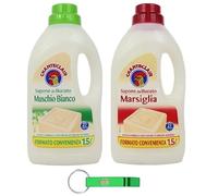 Chanteclair Lot de 2 flacons de savon à lessive 1500 ml - Musc blanc + savon à lessive de Marseille - Idéal pour le nettoyage en douceur des tissus 27 lavages + porte-clés Beni Culinari gratuit