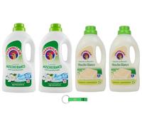 Chanteclair Lot de 2 savons à lessive Musc blanc 2 savons 1500 ml + 2 détergents 1260 ml + porte-clés Beni Culinari