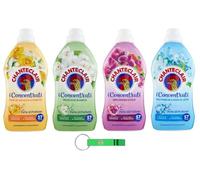 Chanteclair Lot de 4 flacons d'adoucissant concentré - 57 lavages 4 parfums différents, 4 x 1140 ml + porte-clés Beni Culinari gratuit