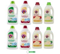 Chanteclair Lot de 4 savons Musc blanc Marseille 4 savons 1500 ml + 4 détergents 1260 ml + porte-clés Beni Culinari