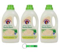 Chanteclair Sapone da Bucato Lot de 3 savons à lessive Musc blanc Idéal pour le nettoyage en douceur des tissus 27 lavages 1500 ml + porte-clés Beni Culinari