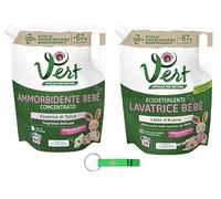 Chanteclair Vert Adoucissant concentré + lessive - Pack test Bebè - pour vêtements d'enfants - 2 x 1200 ml + porte-clés Beni Culinari gratuit