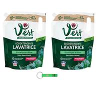 CHANTECLAIR VERT Lot de 2 lessives liquides Lavatrice Eucalyptus et Aloe - Lessive écologique extra détachante - 30 lavages 1200 ml Sac + porte-clés Beni Culinari gratuit