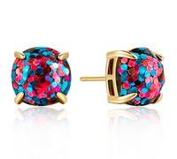 Chantel Yorke Boucles d'oreilles à tige en or 14 carats hypoallergéniques en forme de boule disco - Petites boucles d'oreilles carrées en or 14 carats - 14 carats - Sans pierre précieuse