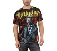 Chanteurs Rock Star Hallyday Classics T-Shirt à Manches Courtes et col Rond pour Homme - T-Shirt de Sport pour la Gym, la Course à Pied, l'entraînement pour Homme,3X-Large, Black