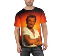Chanteurs Rock Star Hallyday Classics T-Shirt à Manches Courtes et col Rond pour Homme - T-Shirt de Sport pour la Gym, la Course à Pied, l'entraînement pour Homme,3X-Large, Black