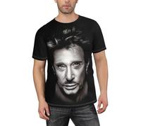 Chanteurs Rock Star Hallyday Classics T-Shirt à Manches Courtes et col Rond pour Homme - T-Shirt de Sport pour la Gym, la Course à Pied, l'entraînement pour Homme,Large, Black
