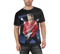 Chanteurs Rock Star Hallyday Classics T-Shirt à Manches Courtes et col Rond pour Homme - T-Shirt de Sport pour la Gym, la Course à Pied, l'entraînement pour Homme,X-Large, Black