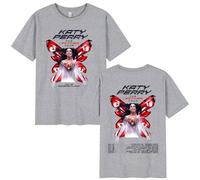 Chanteuse Katy Perry Tour 2025 T-Shirt Hommes Femmes Vêtements Mode Esthétique Manches Courtes Été Pop Hip Hop T-Shirt XS-3XL-Grey||x_l