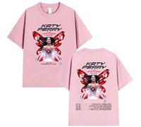 Chanteuse Katy Perry Tour 2025 T-Shirt Hommes Femmes Vêtements Mode Esthétique Manches Courtes Été Pop Hip Hop T-Shirt XS-3XL-Pink||l
