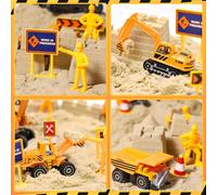 Chantier de Construction Bac à Sable Magique avec 1400g Super Sand, Grue Jouet Sensoriel, 5 Mini Véhicules & 14 Moules, Cadeau pour Enfant Garçon