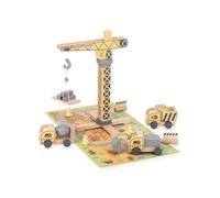 Mamabrum – Chantier de construction en bois – Grande grue mobile et véhicules – 3 ans et plus