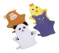 Chantinglets pour enfants, 4pcs Baby Chloths de toilette Soft Cartoon Baby Kids Kids Animal Animal Wash Mitts For Body For Bath Shower Boys Girls