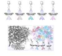 Chanumetal Lot de 50 pendentifs ange gardien - 400 porte-clés ange gardien - Pour les personnes qui aiment le bricolage et qui veulent faire des cadeaux DIY (jupe colorée)