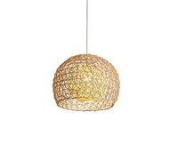 Chanvre naturel boule rotin lustre luminaire moderne tissage osier lampe suspendue E27 avec cordon réglable dôme pendentif lumières pour couloir salle à manger café thé maison bar salle à manger club